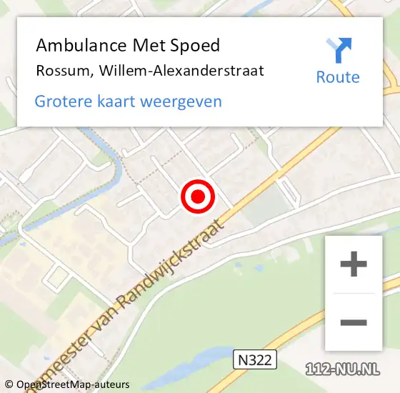 Locatie op kaart van de 112 melding: Ambulance Met Spoed Naar Rossum, Willem-Alexanderstraat op 10 januari 2015 10:33
