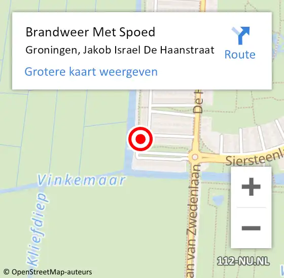 Locatie op kaart van de 112 melding: Brandweer Met Spoed Naar Groningen, Jakob Israel De Haanstraat op 10 januari 2015 10:34