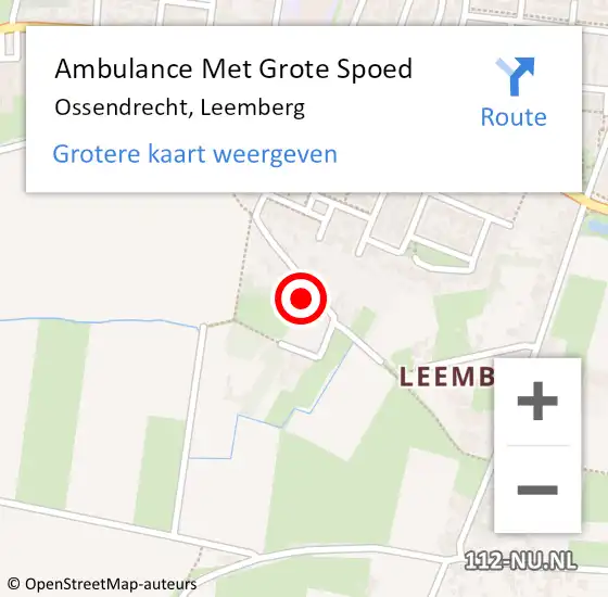 Locatie op kaart van de 112 melding: Ambulance Met Grote Spoed Naar Ossendrecht, Leemberg op 10 januari 2015 10:41