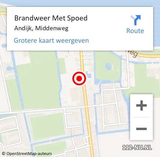 Locatie op kaart van de 112 melding: Brandweer Met Spoed Naar Andijk, Middenweg op 10 januari 2015 10:44