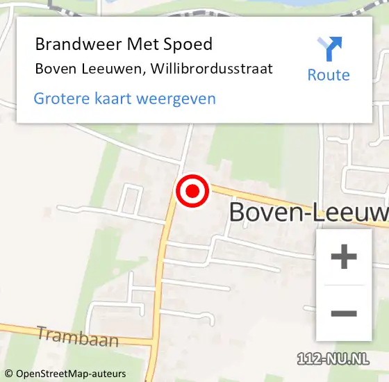 Locatie op kaart van de 112 melding: Brandweer Met Spoed Naar Boven Leeuwen, Willibrordusstraat op 10 januari 2015 11:03