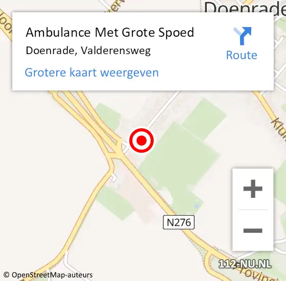 Locatie op kaart van de 112 melding: Ambulance Met Grote Spoed Naar Doenrade, Valderensweg op 27 oktober 2013 09:47