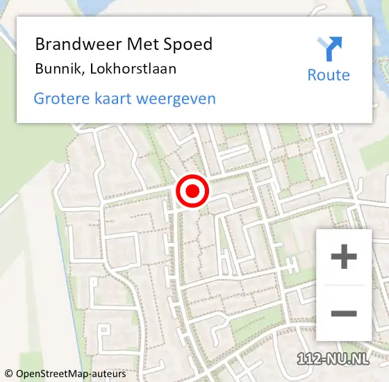 Locatie op kaart van de 112 melding: Brandweer Met Spoed Naar Bunnik, Lokhorstlaan op 10 januari 2015 11:25