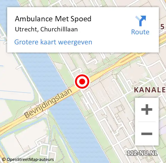 Locatie op kaart van de 112 melding: Ambulance Met Spoed Naar Utrecht, Churchilllaan op 10 januari 2015 11:31