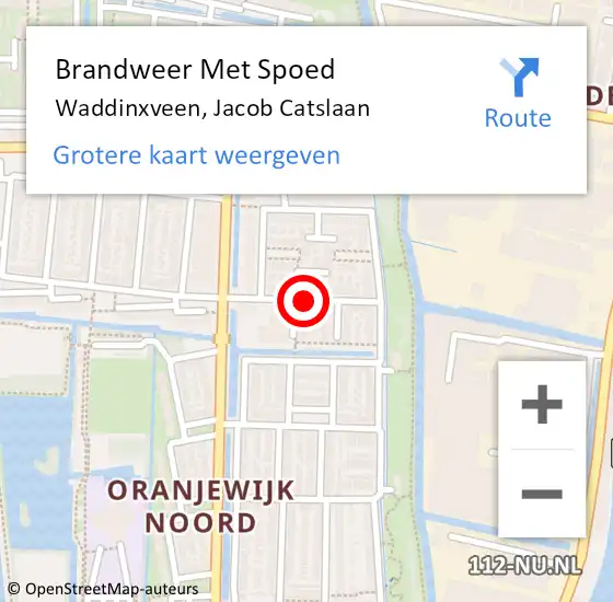 Locatie op kaart van de 112 melding: Brandweer Met Spoed Naar Waddinxveen, Jacob Catslaan op 10 januari 2015 11:31