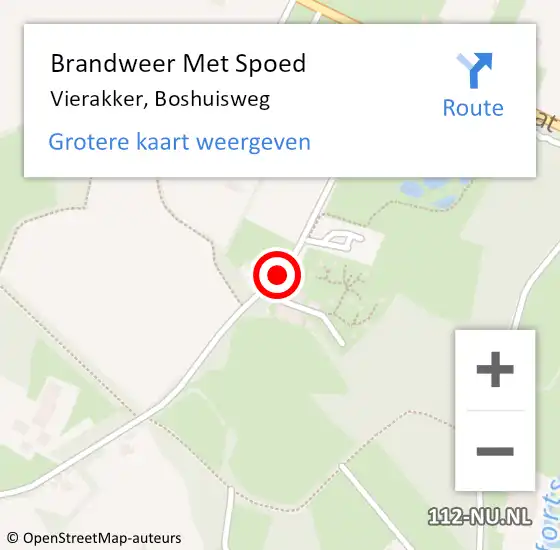 Locatie op kaart van de 112 melding: Brandweer Met Spoed Naar Vierakker, Boshuisweg op 10 januari 2015 11:33