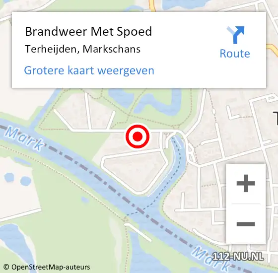 Locatie op kaart van de 112 melding: Brandweer Met Spoed Naar Terheijden, Markschans op 10 januari 2015 11:34