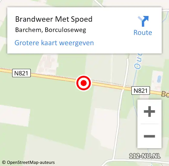 Locatie op kaart van de 112 melding: Brandweer Met Spoed Naar Barchem, Borculoseweg op 10 januari 2015 11:48