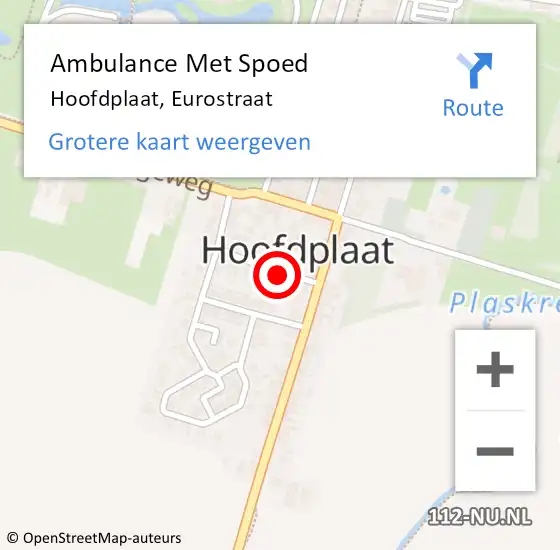 Locatie op kaart van de 112 melding: Ambulance Met Spoed Naar Hoofdplaat, Eurostraat op 27 oktober 2013 09:55