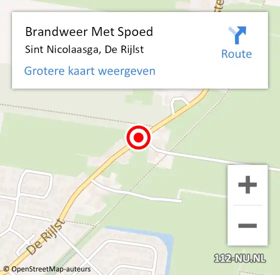 Locatie op kaart van de 112 melding: Brandweer Met Spoed Naar Sint Nicolaasga, De Rijlst op 10 januari 2015 12:35