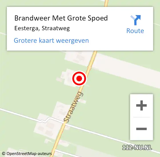 Locatie op kaart van de 112 melding: Brandweer Met Grote Spoed Naar Eesterga, Straatweg op 10 januari 2015 12:36