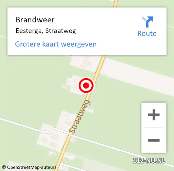 Locatie op kaart van de 112 melding: Brandweer Eesterga, Straatweg op 10 januari 2015 12:38