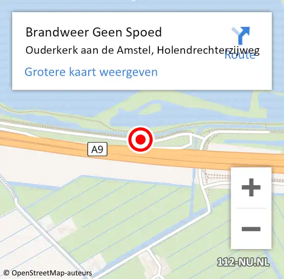 Locatie op kaart van de 112 melding: Brandweer Geen Spoed Naar Ouderkerk aan de Amstel, Holendrechterzijweg op 10 januari 2015 12:38