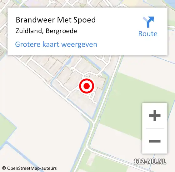 Locatie op kaart van de 112 melding: Brandweer Met Spoed Naar Zuidland, Bergroede op 10 januari 2015 12:43