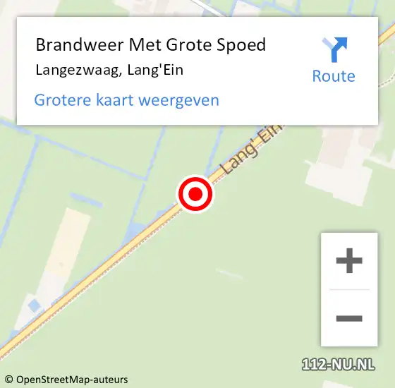 Locatie op kaart van de 112 melding: Brandweer Met Grote Spoed Naar Langezwaag, Lang'Ein op 10 januari 2015 12:53