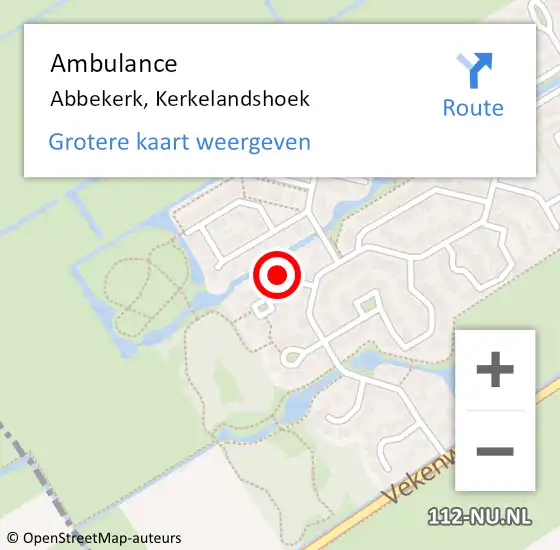 Locatie op kaart van de 112 melding: Ambulance Abbekerk, Kerkelandshoek op 27 oktober 2013 10:18