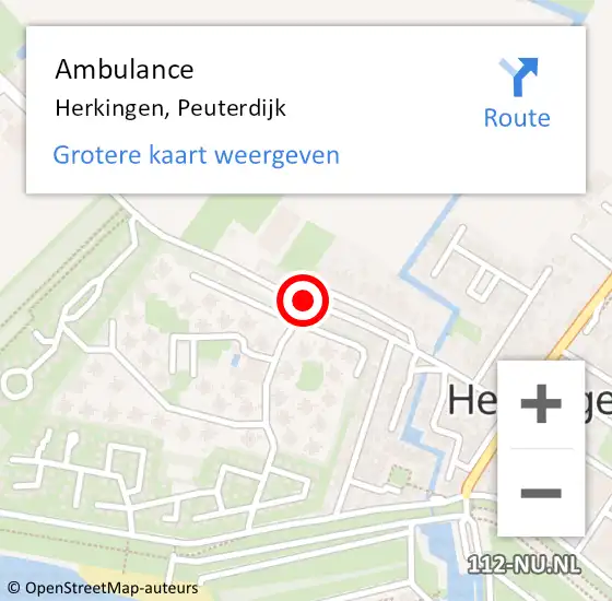 Locatie op kaart van de 112 melding: Ambulance Herkingen, Peuterdijk op 27 oktober 2013 10:19