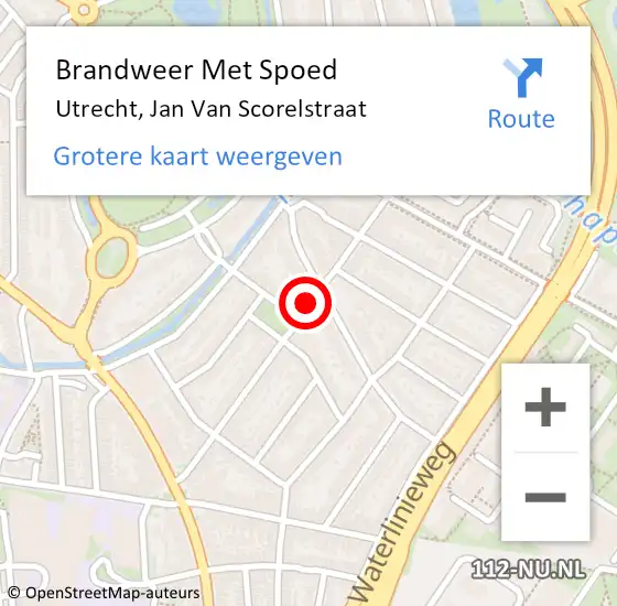 Locatie op kaart van de 112 melding: Brandweer Met Spoed Naar Utrecht, Jan Van Scorelstraat op 10 januari 2015 13:51