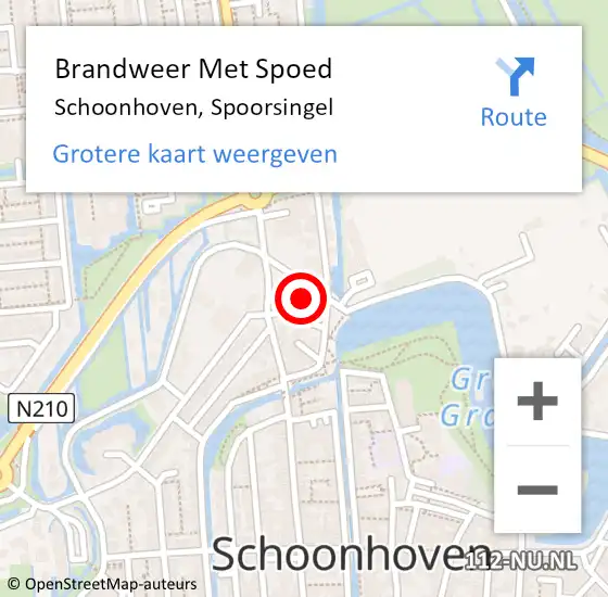 Locatie op kaart van de 112 melding: Brandweer Met Spoed Naar Schoonhoven, Spoorsingel op 10 januari 2015 13:56