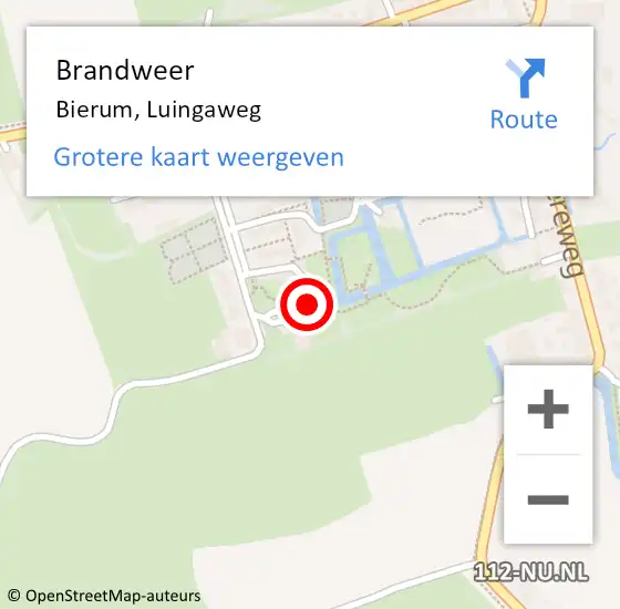 Locatie op kaart van de 112 melding: Brandweer Bierum, Luingaweg op 27 oktober 2013 10:21