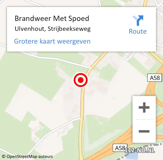 Locatie op kaart van de 112 melding: Brandweer Met Spoed Naar Ulvenhout, Strijbeekseweg op 10 januari 2015 14:09