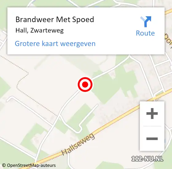 Locatie op kaart van de 112 melding: Brandweer Met Spoed Naar Hall, Zwarteweg op 10 januari 2015 14:16