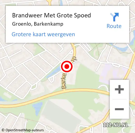 Locatie op kaart van de 112 melding: Brandweer Met Grote Spoed Naar Groenlo, Barkenkamp op 10 januari 2015 14:24