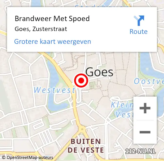 Locatie op kaart van de 112 melding: Brandweer Met Spoed Naar Goes, Zusterstraat op 10 januari 2015 14:29