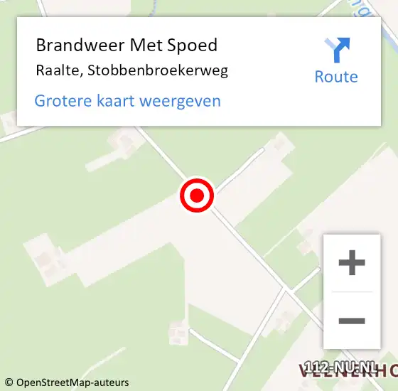 Locatie op kaart van de 112 melding: Brandweer Met Spoed Naar Raalte, Stobbenbroekerweg op 10 januari 2015 14:37