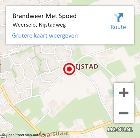 Locatie op kaart van de 112 melding: Brandweer Met Spoed Naar Weerselo, Nijstadweg op 10 januari 2015 14:38