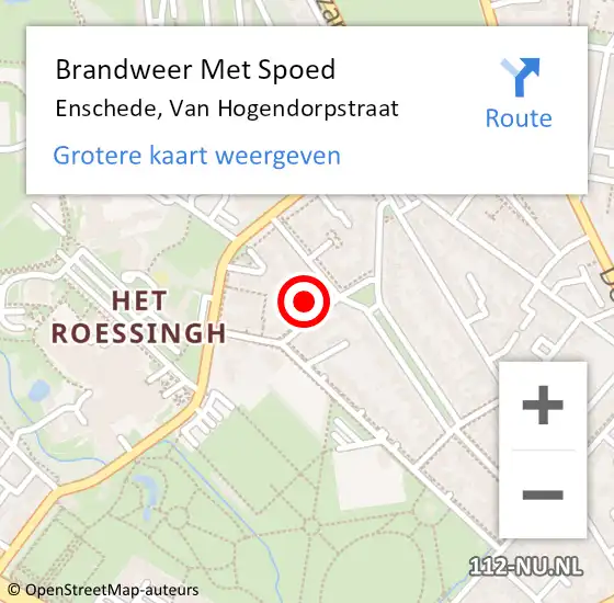 Locatie op kaart van de 112 melding: Brandweer Met Spoed Naar Enschede, Van Hogendorpstraat op 10 januari 2015 14:40