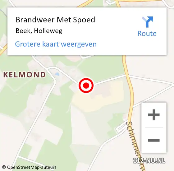 Locatie op kaart van de 112 melding: Brandweer Met Spoed Naar Beek, Holleweg op 10 januari 2015 14:47