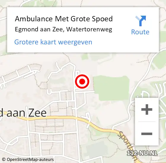 Locatie op kaart van de 112 melding: Ambulance Met Grote Spoed Naar Egmond aan Zee, Watertorenweg op 10 januari 2015 14:56