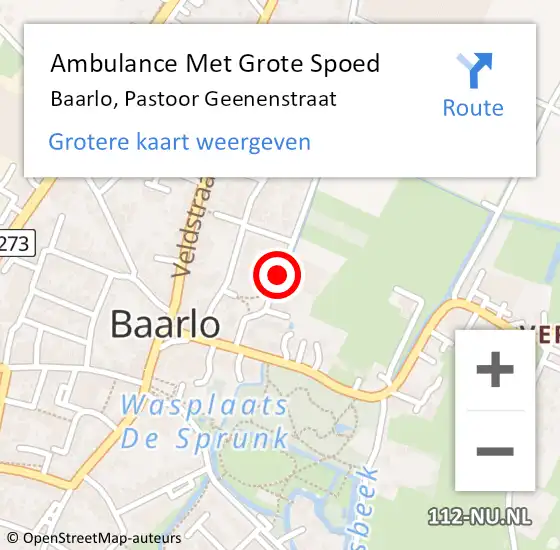 Locatie op kaart van de 112 melding: Ambulance Met Grote Spoed Naar Baarlo, Pastoor Geenenstraat op 10 januari 2015 14:57