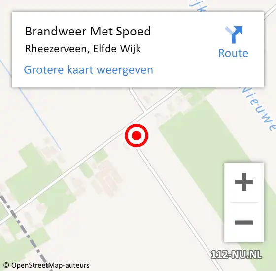 Locatie op kaart van de 112 melding: Brandweer Met Spoed Naar Rheezerveen, Elfde Wijk op 10 januari 2015 15:01