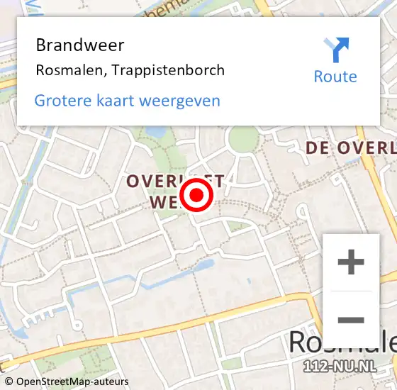 Locatie op kaart van de 112 melding: Brandweer Rosmalen, Trappistenborch op 10 januari 2015 15:01