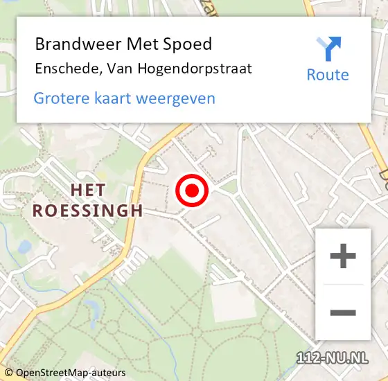 Locatie op kaart van de 112 melding: Brandweer Met Spoed Naar Enschede, Van Hogendorpstraat op 10 januari 2015 15:02