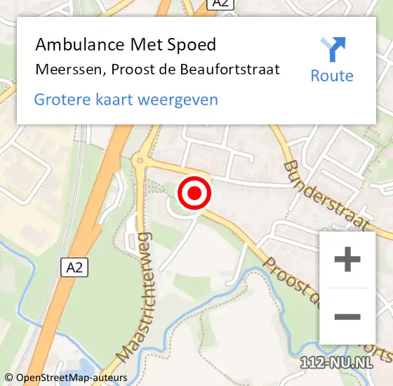 Locatie op kaart van de 112 melding: Ambulance Met Spoed Naar Meerssen, Proost de Beaufortstraat op 10 januari 2015 15:13