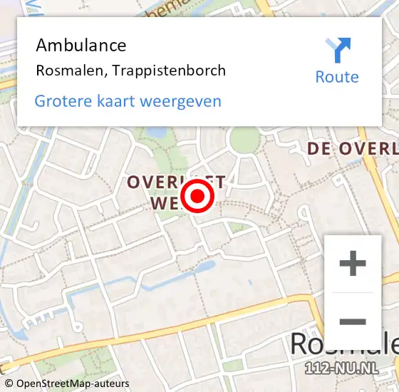 Locatie op kaart van de 112 melding: Ambulance Rosmalen, Trappistenborch op 10 januari 2015 15:15