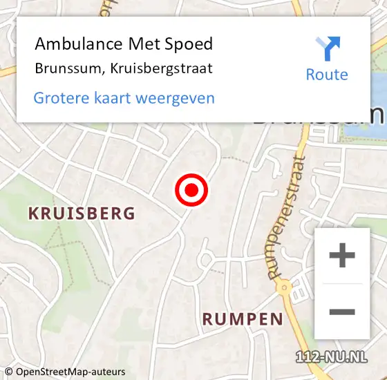 Locatie op kaart van de 112 melding: Ambulance Met Spoed Naar Brunssum, Kruisbergstraat op 10 januari 2015 15:23