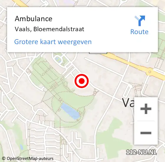 Locatie op kaart van de 112 melding: Ambulance Vaals, Bloemendalstraat op 10 januari 2015 15:46
