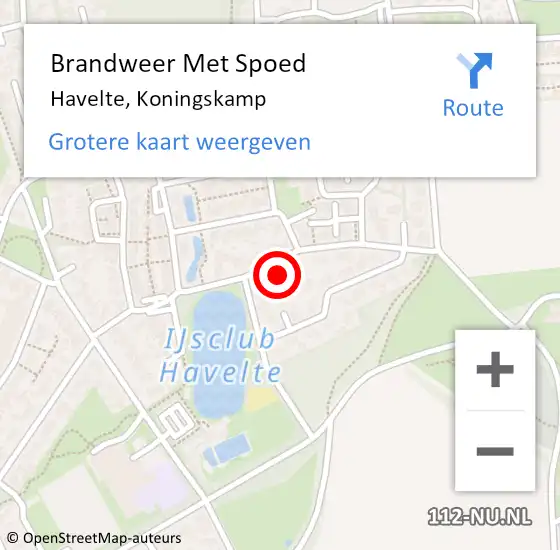 Locatie op kaart van de 112 melding: Brandweer Met Spoed Naar Havelte, Koningskamp op 10 januari 2015 15:56