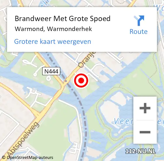 Locatie op kaart van de 112 melding: Brandweer Met Grote Spoed Naar Warmond, Warmonderhek op 10 januari 2015 16:09