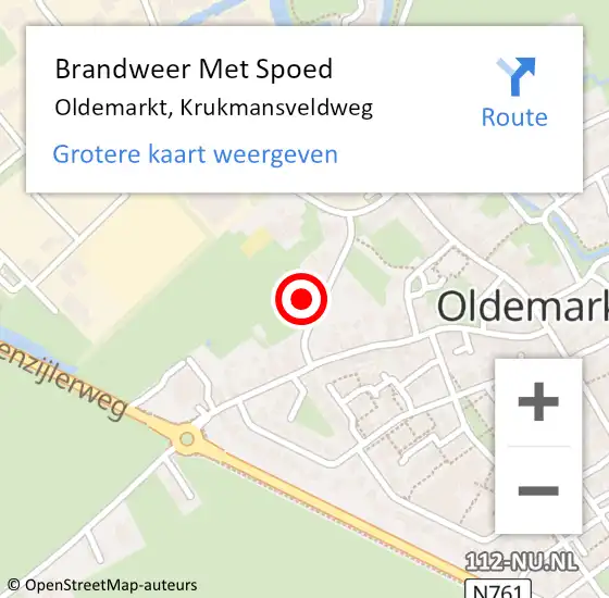 Locatie op kaart van de 112 melding: Brandweer Met Spoed Naar Oldemarkt, Krukmansveldweg op 10 januari 2015 16:27