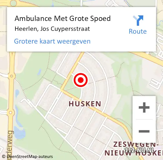 Locatie op kaart van de 112 melding: Ambulance Met Grote Spoed Naar Heerlen, Jos Cuypersstraat op 10 januari 2015 16:34