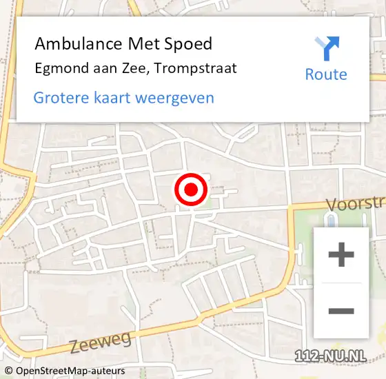 Locatie op kaart van de 112 melding: Ambulance Met Spoed Naar Egmond aan Zee, Trompstraat op 27 oktober 2013 10:39