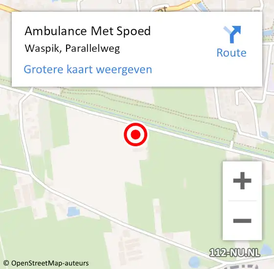Locatie op kaart van de 112 melding: Ambulance Met Spoed Naar Waspik, Parallelweg op 10 januari 2015 16:43