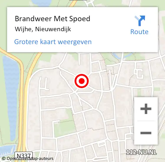 Locatie op kaart van de 112 melding: Brandweer Met Spoed Naar Wijhe, Nieuwendijk op 10 januari 2015 17:01