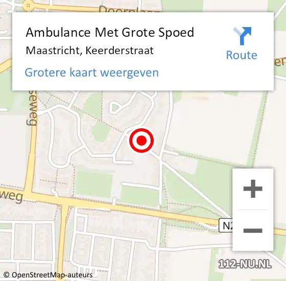 Locatie op kaart van de 112 melding: Ambulance Met Grote Spoed Naar Maastricht, Keerderstraat op 27 oktober 2013 10:43