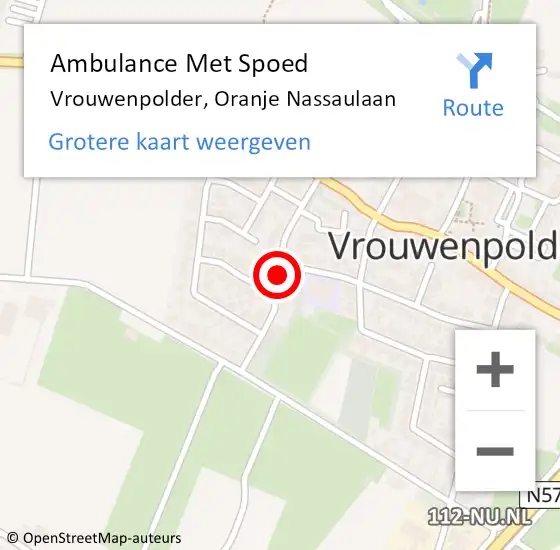 Locatie op kaart van de 112 melding: Ambulance Met Spoed Naar Vrouwenpolder, Oranje Nassaulaan op 10 januari 2015 17:17